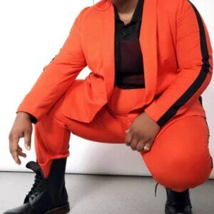 WILDFANG EMPOWER COLORBLOCK SLIM CROP PANT - Orange/Black size 4